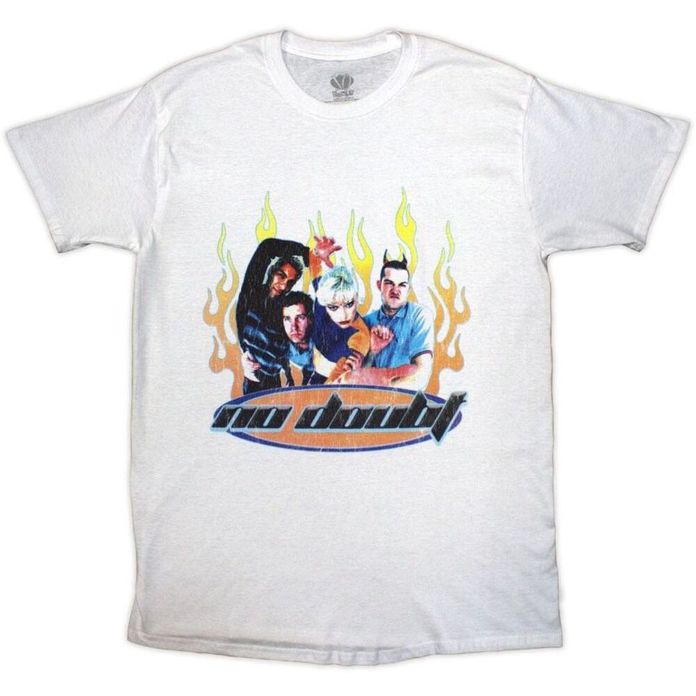 No Doubt Unisex Adult Flames T-Shirt / White